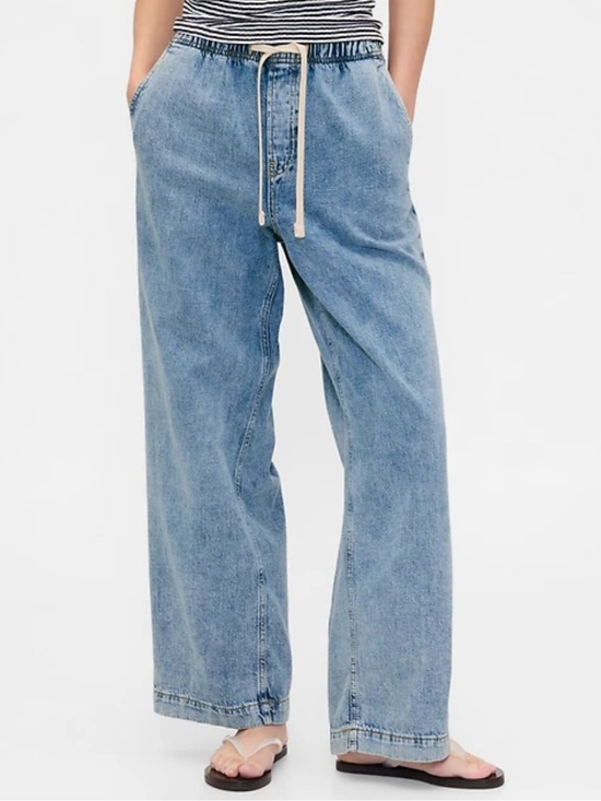 GAP Pants - GAP WOMENS HIGH RISE WIDE LEG PULL ON JEANS SIDE STRIPES SMALL